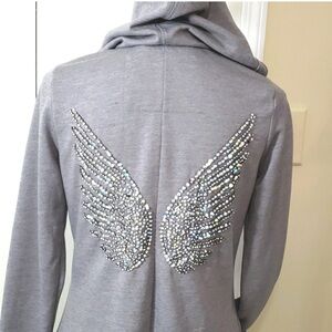 Twisted heart rhinstone zipup jacket size m